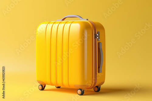 Simplicity and functionality Suitcase on a yellow backdrop. AI Generative marvel captures the modern and lightweight design of this travel companion.