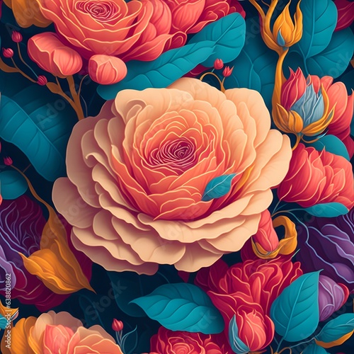Wallpaper Mural Colorful Rose Bouquet in Acrylic Painting a Vibrant Illustration Ai Generative Torontodigital.ca