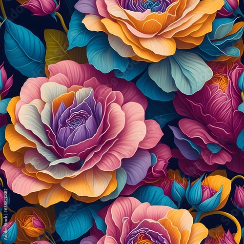 Wallpaper Mural Colorful Rose Bouquet in Acrylic Painting a Vibrant Illustration Ai Generative Torontodigital.ca