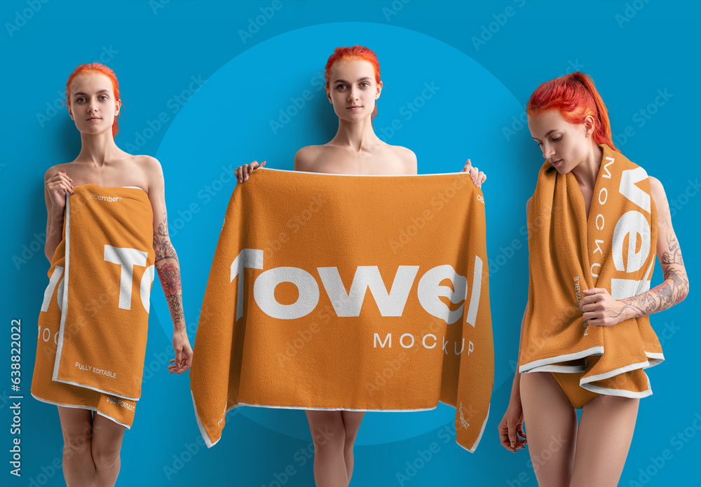 3-mockup-of-the-big-towel-on-the-girl-stock-adobe-stock