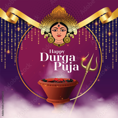 Vector illustration of dhunuchi in Happy Dussehra Navratri background