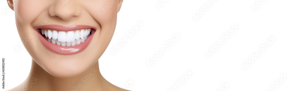 Smile of a young woman with healthy white teeth on a white background. Smile makeover with porcelain laminated veneers. Whitening tooth and dental health. Smile of a young woman with healthy white teeth on a white background. Smile makeover with porcelain laminated veneers. Whitening tooth and dental health.