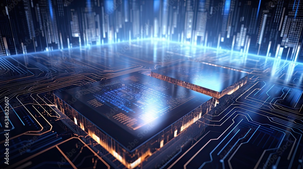 Abstract futuristic circuit board. High computer technology dark color background. Hi-tech digital concept.