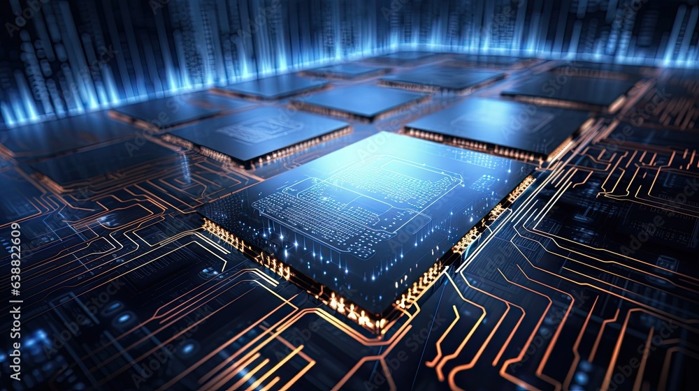 Abstract futuristic circuit board. High computer technology dark color background. Hi-tech digital concept.