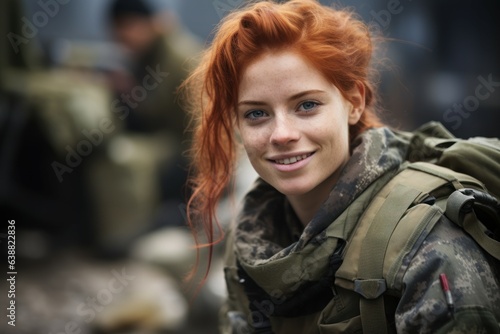 German woman soldier. Generate Ai photo