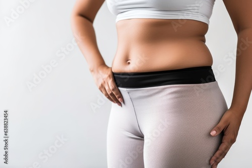 a cropped closeup of a woman showing her belly