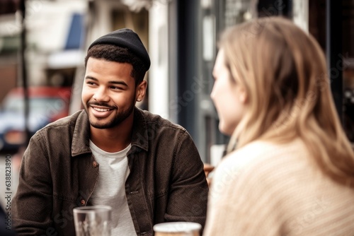 a young man meeting up with a female friend