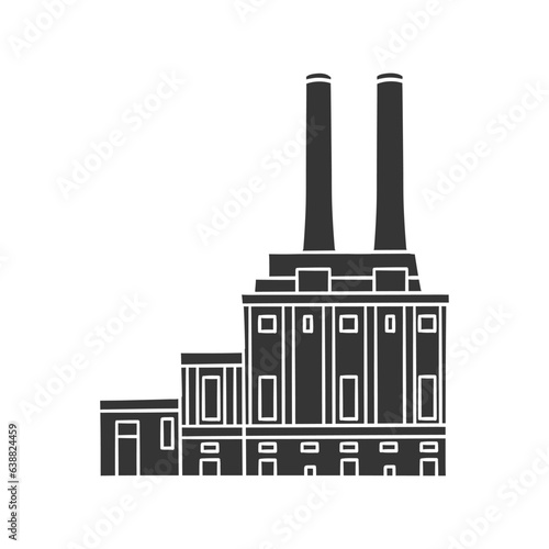Power Plant Icon Silhouette Illustration. Energy Vector Graphic Pictogram Symbol Clip Art. Doodle Sketch Black Sign.