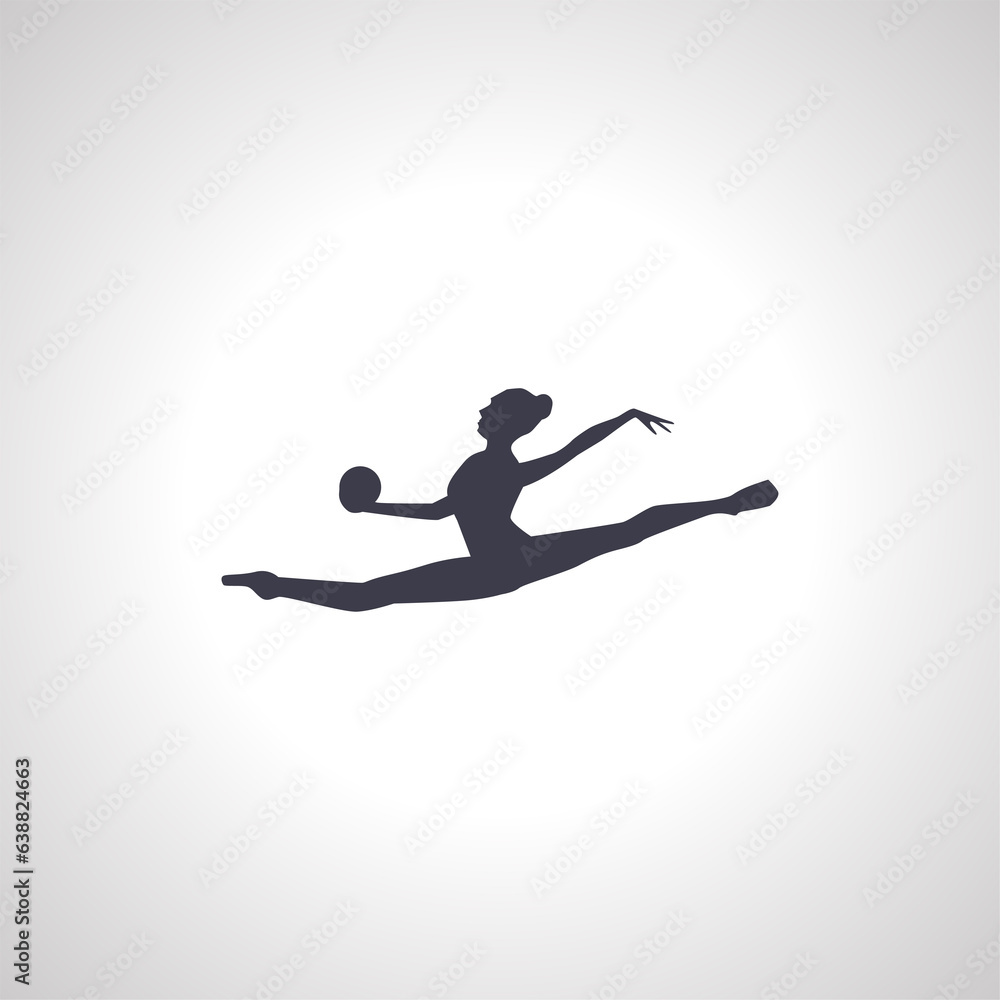 split jump with ball Silhouette. gymnast isolated icon