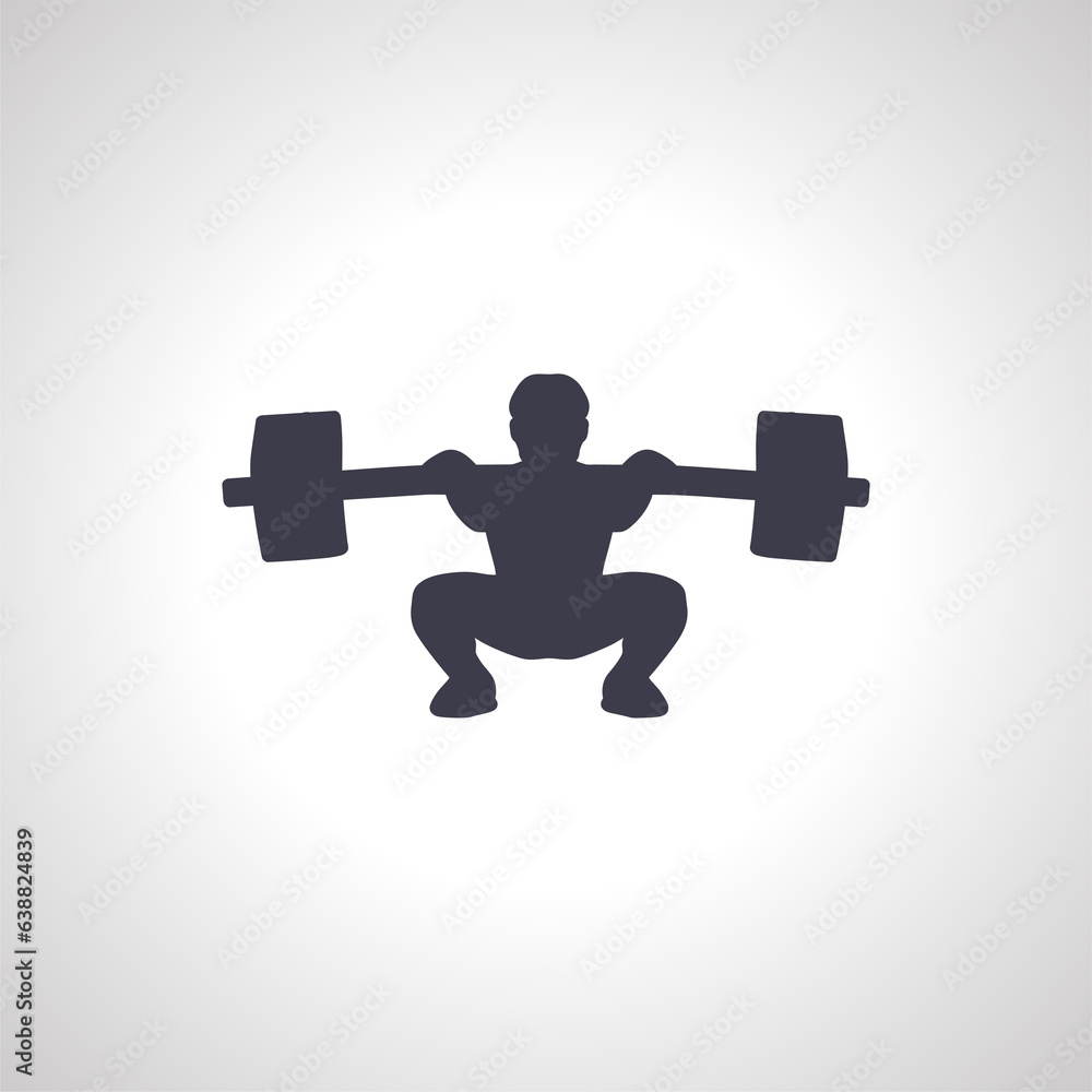 silhouette of weightlifter with barbell. weightlifting isolated icon silhouette of weightlifter with barbell. weightlifting isolated icon
