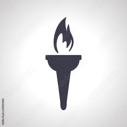 Burning Torch Fire Flame with Pillar column icon. olympic torch icon.