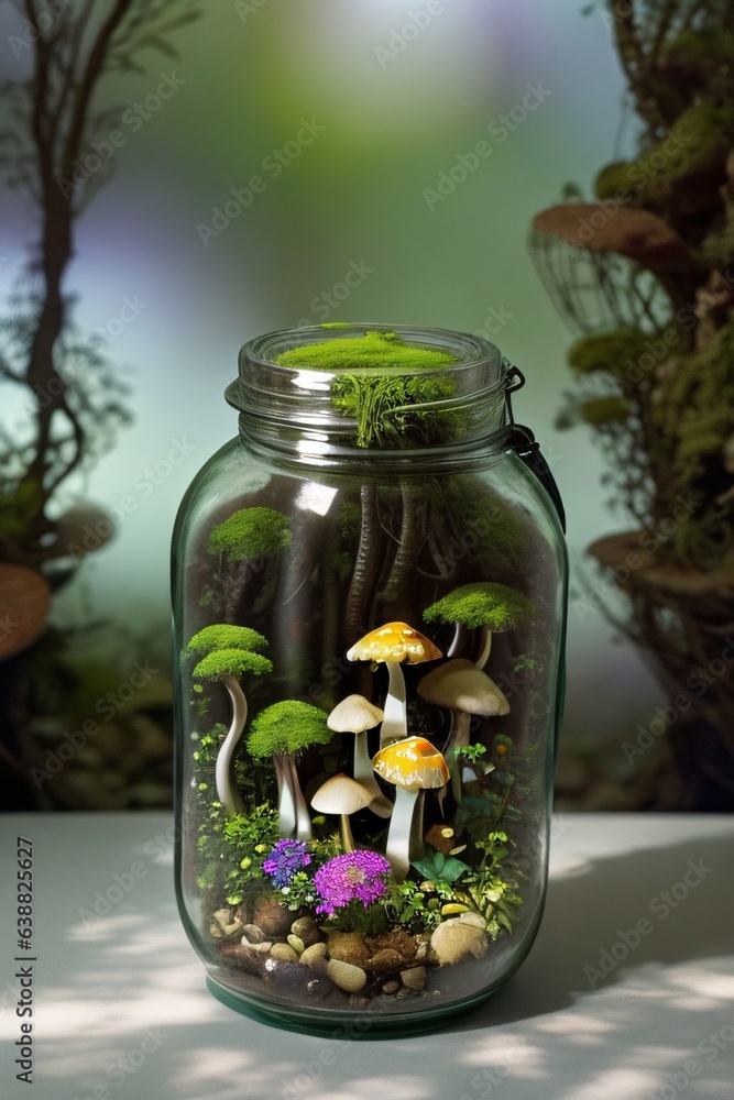 Mini Forest in a Jar Terrarium Bottle with Self Ecosystem Save the Earth Idea Ai Generative Mini Forest in a Jar Terrarium Bottle with Self Ecosystem Save the Earth Idea Ai Generative