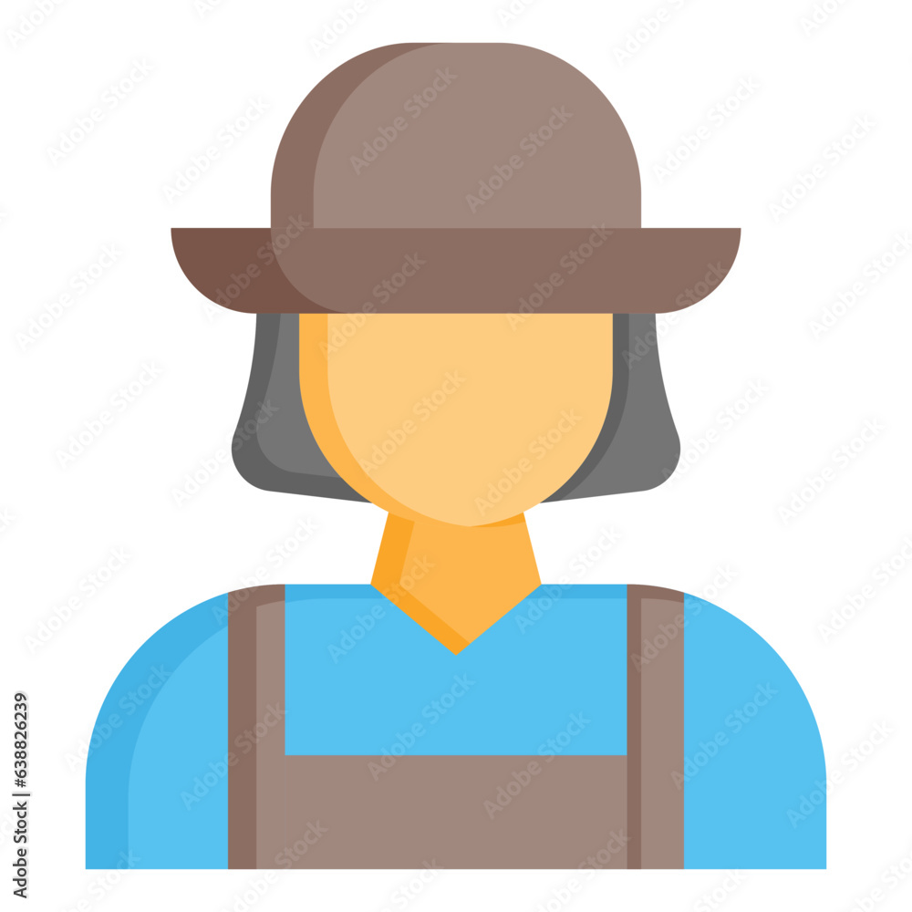  Agriculture, Farm, Farmer, Farming, Organic, Woman Icon, Flat style icon vector illustration, Suitable for website, mobile app, print, presentation, infographic and any other project.