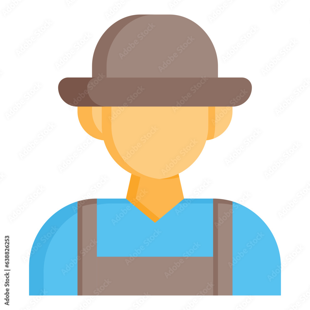  Agriculture, Farm, Farmer, Man, Person Icon, Flat style icon vector illustration, Suitable for website, mobile app, print, presentation, infographic and any other project.