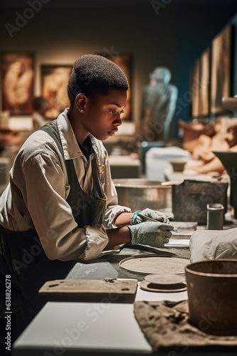 shot of an employee working at a museum photo