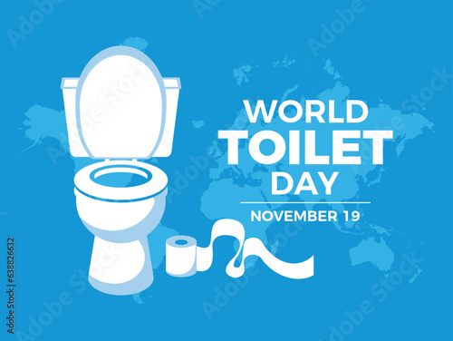 World Toilet Day poster vector illustration. White flush toilet icon vector. November 19 every year. Important day