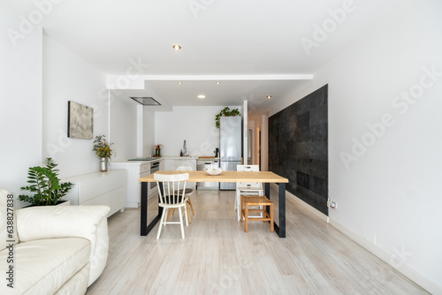 Interior of studio apartment in minimal style