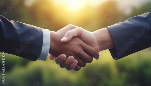 Business people shaking hands, close-up. Handshake concept.