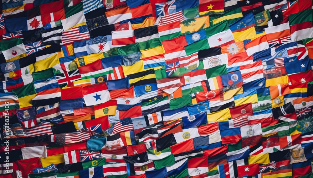 Background of many different flags. The concept of the international community. Background of many different flags. The concept of the international community.