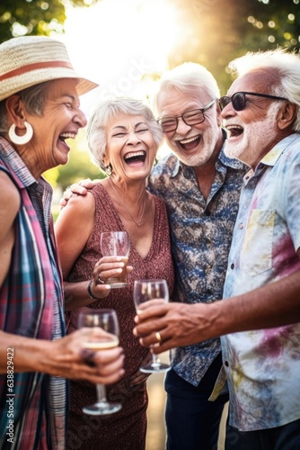 shot of a group of senior friends outside having fun together
