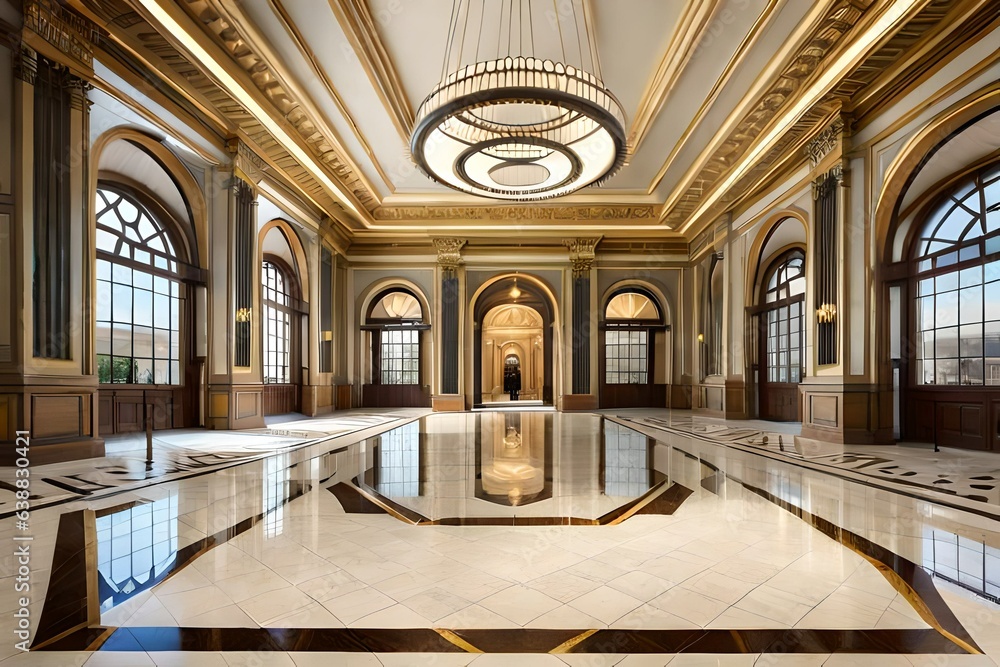 Luxury lobby in hotel, reception hall interior design