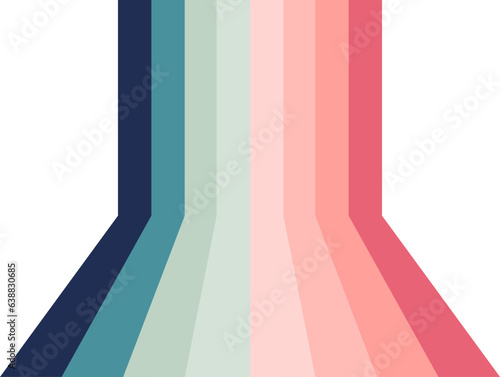 Retro stripes in a perspective. Vintage lines background. Sixties and seventies style graphic design. Abstract modern pastel background. Banner template. 3D illusion. Vector illustration, clip art. photo