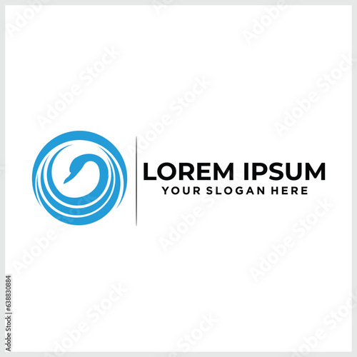 Modern Circle Circular Water Swan Duck Goose Globe World Monogram Logo Design Vector