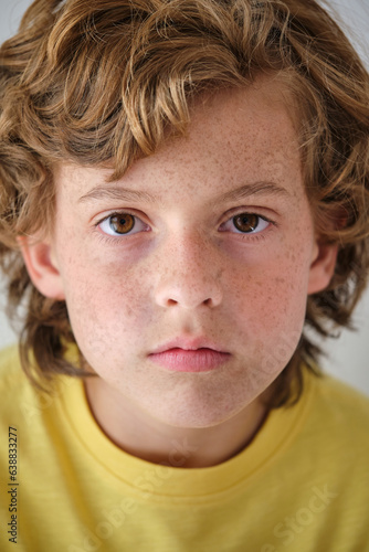 Принти на полотні Crop boy with freckles and wavy hair
