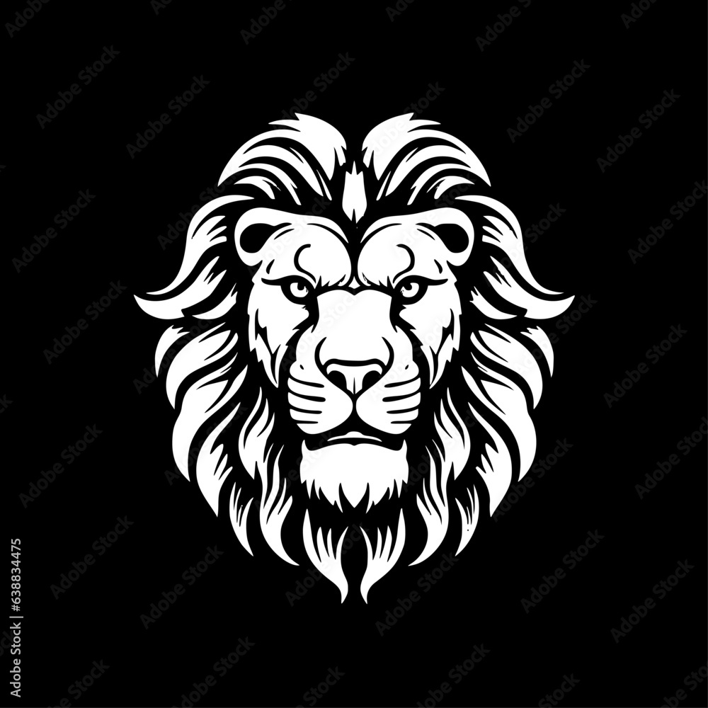 Lion - Black and White Isolated Icon - Vector illustration