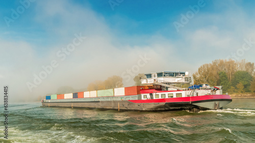 Wallpaper Mural Inland shipping transport on the rhine river with containers, Large container vessel on the river rhein by Cologne Torontodigital.ca