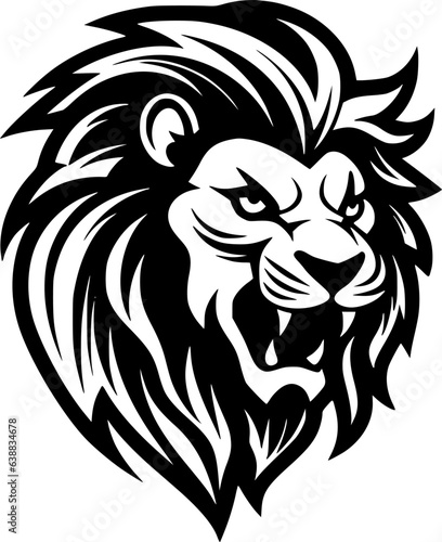 Lion - Black and White Isolated Icon - Vector illustration