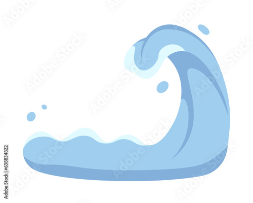 Tsunami giant wave semi flat colour vector object. Natural disaster. Editable cartoon clip art icon on white background. Simple spot illustration for web graphic design