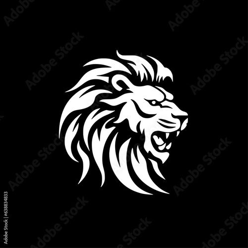 Lion   Black and White Vector illustration © CreativeOasis