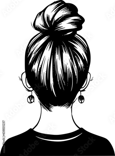 Messy Bun | Minimalist and Simple Silhouette - Vector illustration