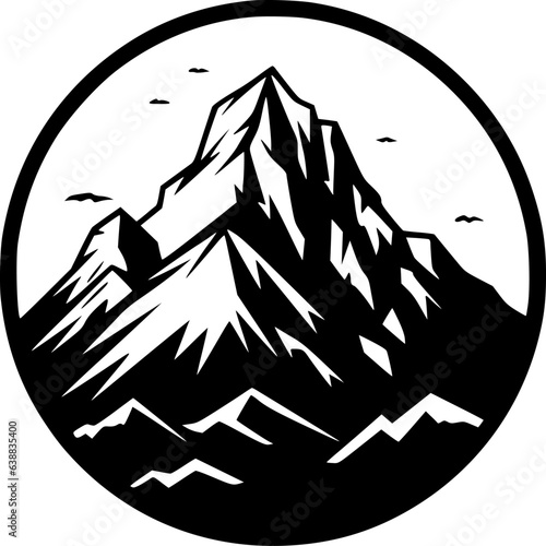 Mountain - Black and White Isolated Icon - Vector illustration