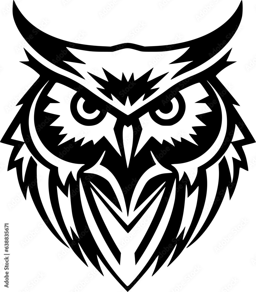 Owl - Black and White Isolated Icon - Vector illustration Owl - Black and White Isolated Icon - Vector illustration