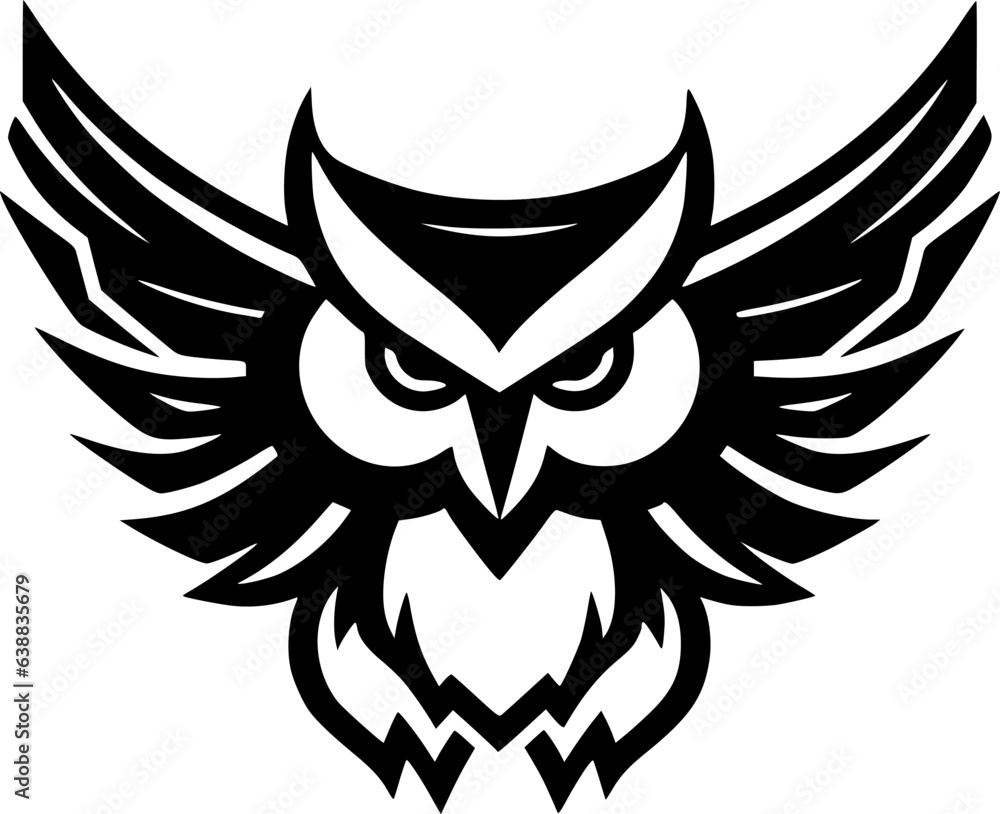 Owl - Black and White Isolated Icon - Vector illustration Owl - Black and White Isolated Icon - Vector illustration