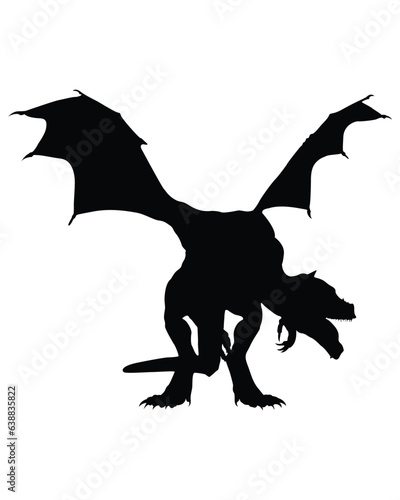 Dragon flying silhouette vector illustration