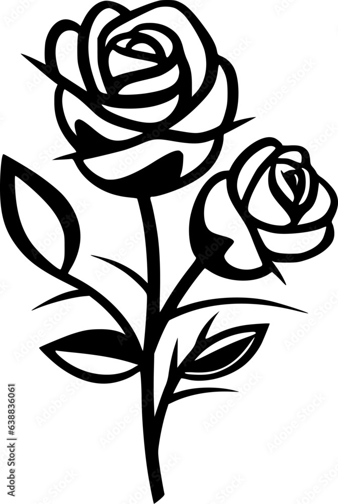 Roses | Black and White Vector illustration Roses | Black and White Vector illustration