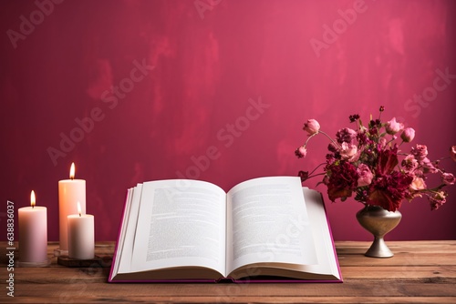 Generative AI. Cute book on pink background