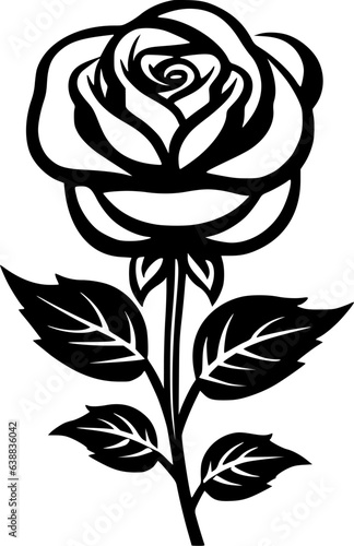 Rose - Black and White Isolated Icon - Vector illustration