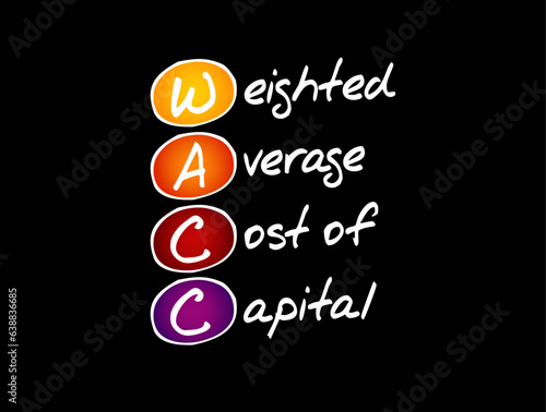 WACC Weighted Average Cost of Capital - rate that a company is expected to pay on average to all its security holders to finance its assets, acronym text concept background