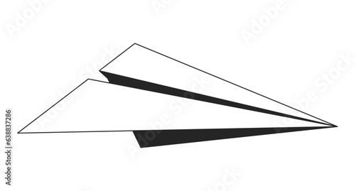 Paper plane flat monochrome isolated vector object. Origami hobby. Editable black and white line art drawing. Simple outline spot illustration for web graphic design