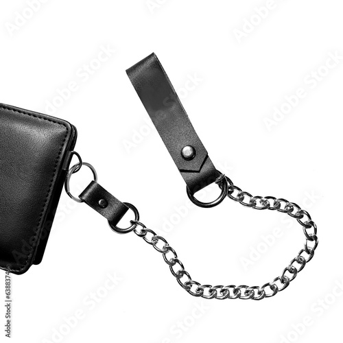 silver wallet chain combine with black genuine leather