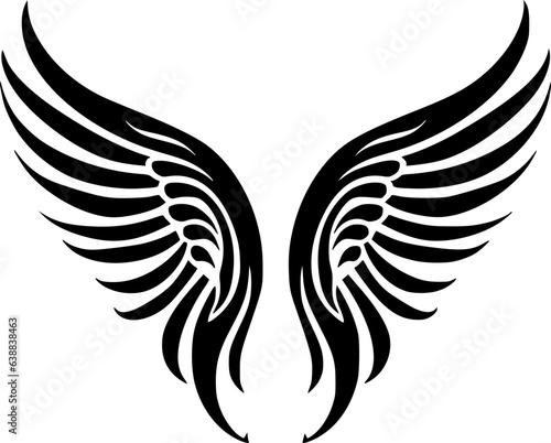 Angel Wings | Black and White Vector illustration