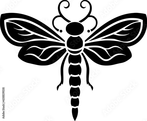 Dragonfly - Black and White Isolated Icon - Vector illustration