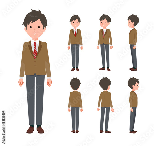 立っているブレザー男子学生のセット