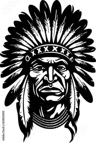 Indian Chief - Minimalist and Flat Logo - Vector illustration