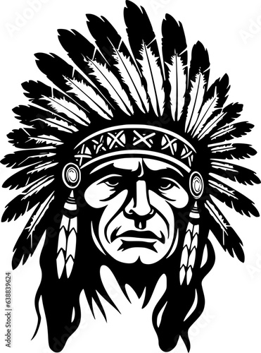 Indian Chief | Minimalist and Simple Silhouette - Vector illustration