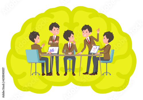 脳内会議をするブレザー男子学生のセット